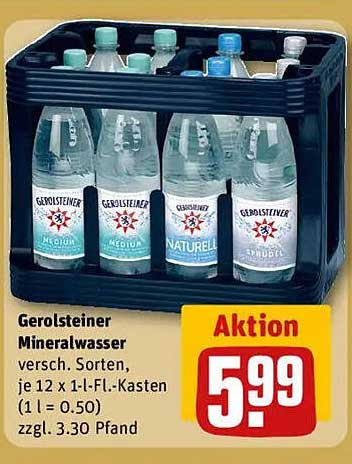 Gerolsteiner Mineralwasser, 12 x 1 l-Kasten
