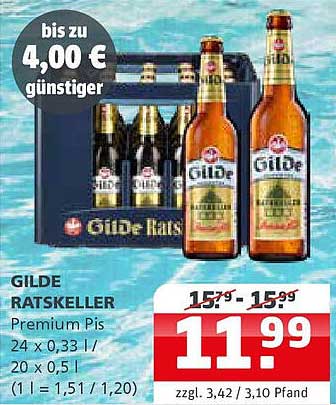 GILDE RATS KELLER Premium Pils 24 x 0,33 l / 20 x 0,51 l