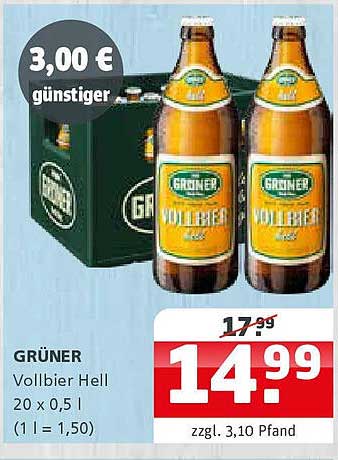 GRÜNER Vollbier Hell 20 x 0,5 l