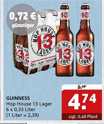 GUINNESS Hop House 13 Lager 6 x 0,33 Liter