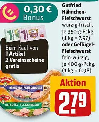 Gutfried Hähnchen-Fleischwurst & Geflügel-Fleischwurst im Angebot