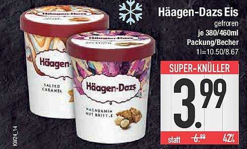 Häagen-Dazs Eis gefroren je 380/460ml Packung/Becher