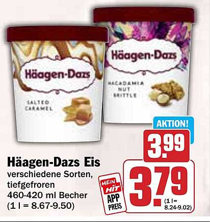 Häagen-Dazs Eis verschiedene Sorten, tiefgefroren 460-420 ml Becher