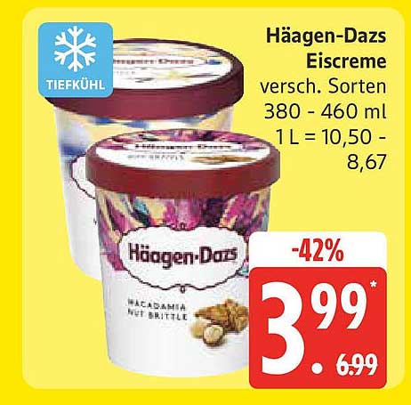 Häagen-Dazs Eiscreme verschiedene Sorten 380 - 460 ml