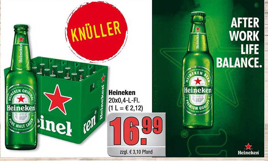 Heineken 20x0,4-L-Flasche - Jetzt zum Schnäppchenpreis!