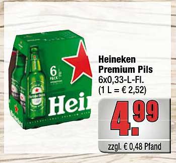 Heineken Premium Pils 6x0,33-L-Fl.