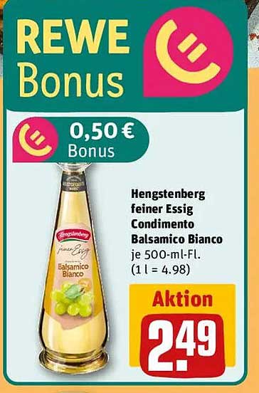 Hengstenberg feiner Essig Condimento Balsamico Bianco je 500-ml-Fl.