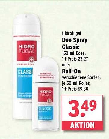 Hidro Fugal Deo Spray Classic 150 ml & Roll-On 50 ml