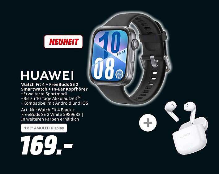 HUAWEI Watch Fit 4 + FreeBuds SE 2 Smartwatch + In-Ear Kopfhörer