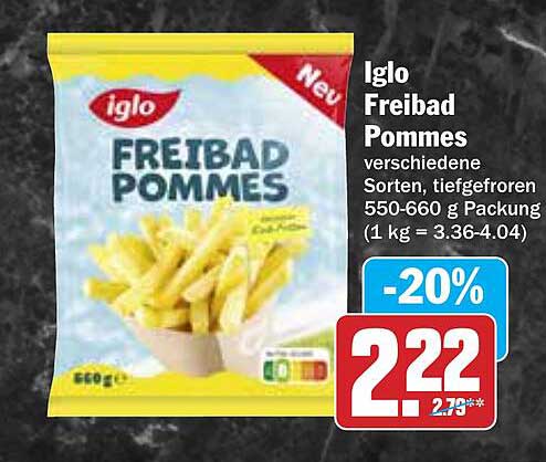 Iglo Freibad Pommes 550-660 g -20% Rabatt