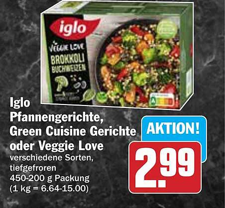Iglo Pfannengerichte, Green Cuisine Gerichte oder Veggie Love, 450-200 g Packung