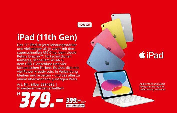 iPad (11th Gen) 128 GB - 20 € günstiger!