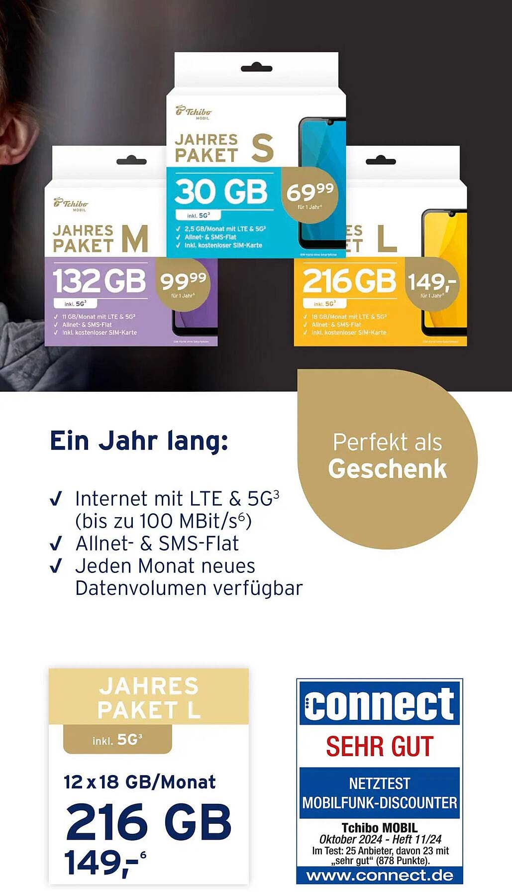 Jahres Paket L – 216 GB für nur 149,- €