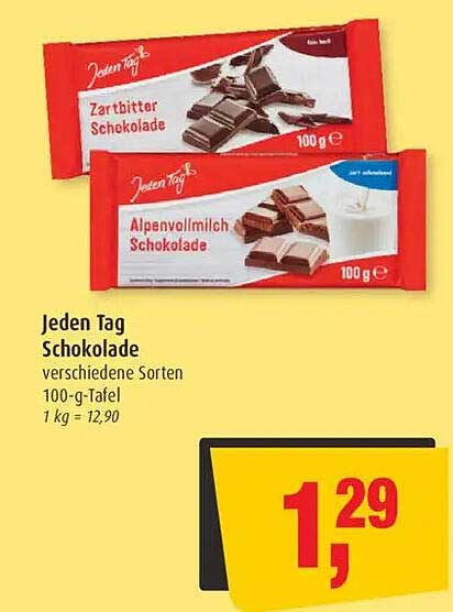 Jeden Tag Schokolade - verschiedene Sorten 100-g-Tafel