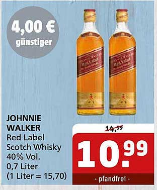 JOHNNIE WALKER Red Label Scotch Whisky 0,7 Liter