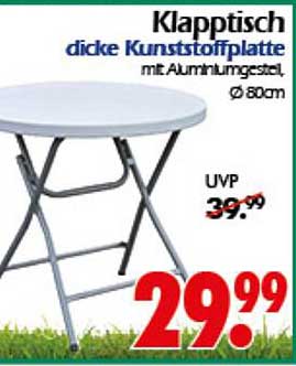 Klapptisch dicke Kunststoffplatte mit Aluminiumgestell, Ø 80cm