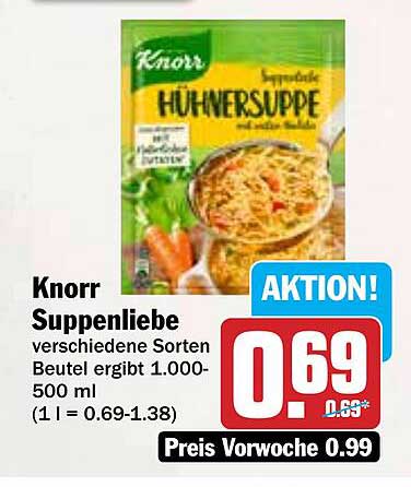 Knorr Suppenliebe verschiedene Sorten Beutel ergibt 1.000-500 ml