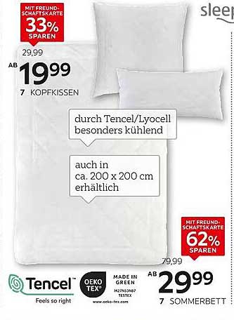 Kopfkissen und Sommerbett aus Tencel – Kühlender Schlafkomfort