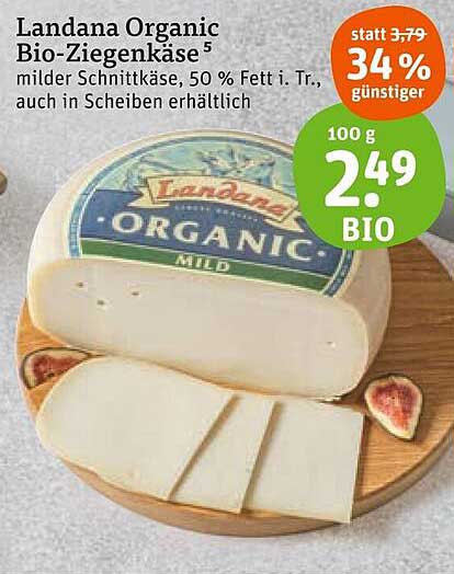 Landana Organic Bio-Ziegenkäse 5 (milder Schnittkäse, 50 % Fett i. Tr., auch in Scheiben erhältlich)