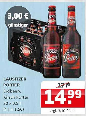 LAUSITZER PORTER Erdbeer-, Kirsch Porter 20 x 0,5 l