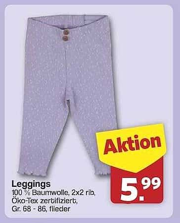 Leggings für Kinder in Flieder, Größe 68-86, nur für 5,99 €