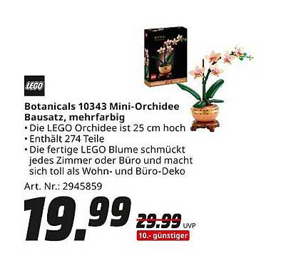 LEGO Botanicals 10343 Mini-Orchidee Bausatz, mehrfarbig
