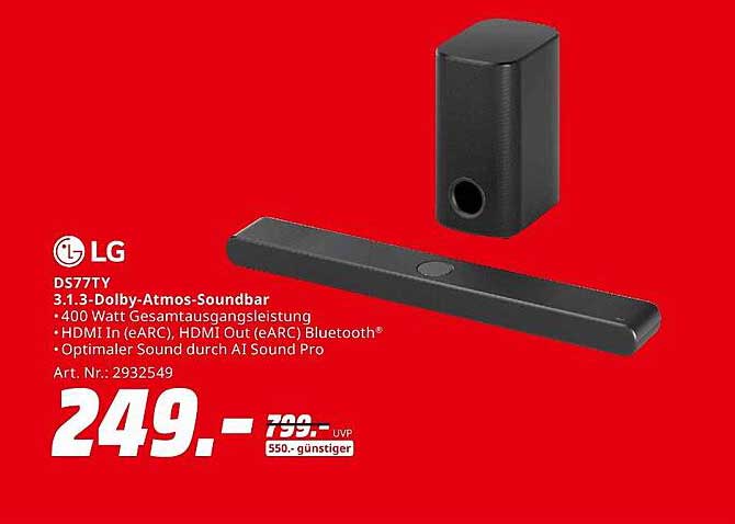 LG DS77TY 3.1.3 Dolby-Atmos-Soundbar