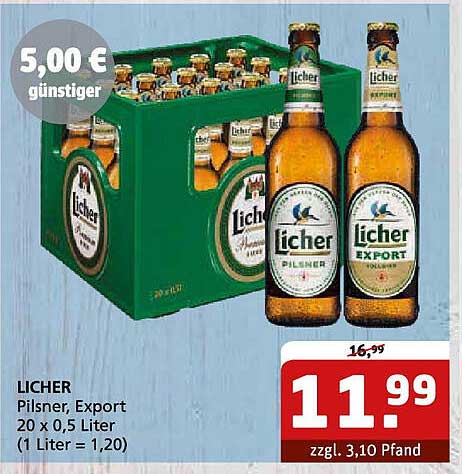 LICHER Pilsner & Export 20 x 0,5 Liter