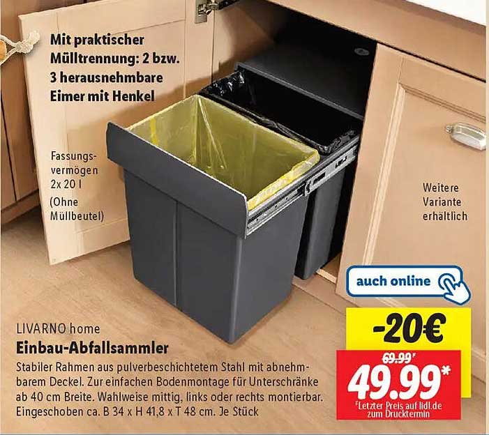 LIVARNO home Einbau-Abfallsammler