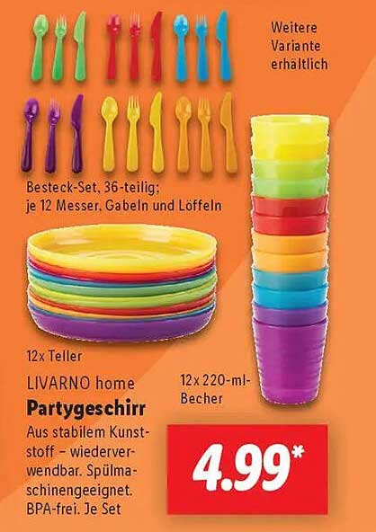 LIVARNO home Partygeschirr - 36-teiliges Besteck-Set