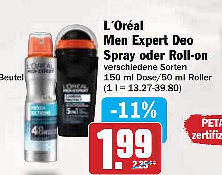 L’Oréal Men Expert Deo Spray oder Roll-on verschiedene Sorten