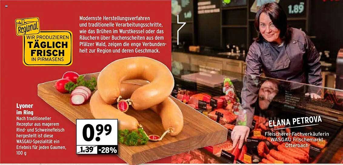 Lyoner im Ring, 100 g