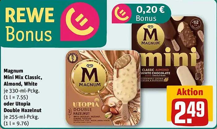 Magnum Mini Mix Classic, Almond, White - Utopia Double Hazelnut