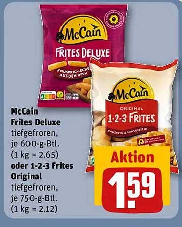McCain Frites Deluxe oder 1-2-3 Frites Original - Tiefgekühlt