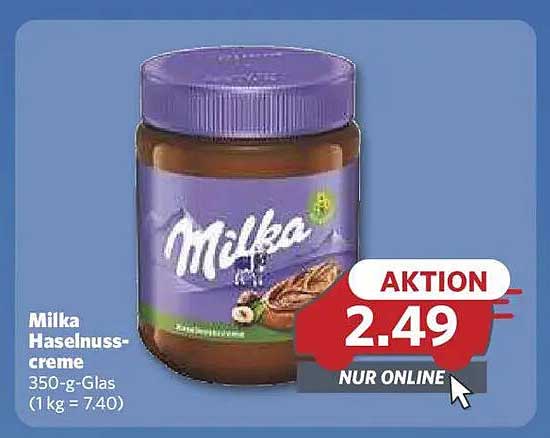 Milka Haselnuss-Creme 350-g-Glas - Nur Online für 2,49