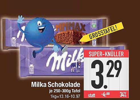 Milka Schokolade je 250-300g Tafel