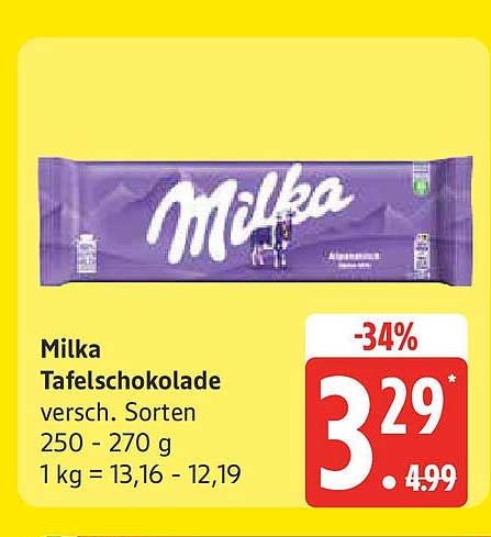 Milka Tafel-Schokolade verschiedene Sorten 250 - 270 g