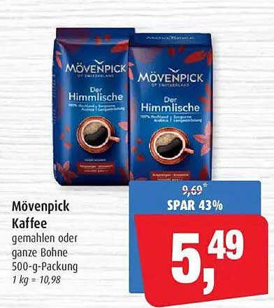 Mövenpick Kaffee gemahlen oder ganze Bohne 500-g-Packung