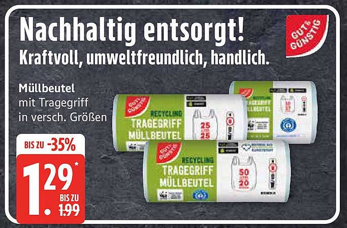 Müllbeutel mit Tragegriff in verschiedene Größen