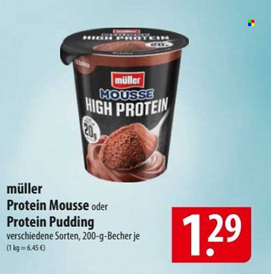 müller Protein Mousse oder Protein Pudding verschiedene Sorten, 200-g-Becher je
