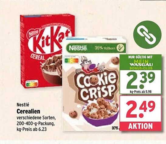 Nestlé Cerealien verschiedene Sorten, 200-400-g-Packung, kg-Preis ab 6,23