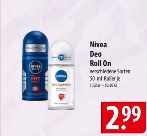 Nivea Deo Roll On verschiedene Sorten 50-ml-Roller