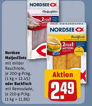 Nordsee Matjesfilets mit milder Rauchnote oder Backfisch - Aktion 2 für 1