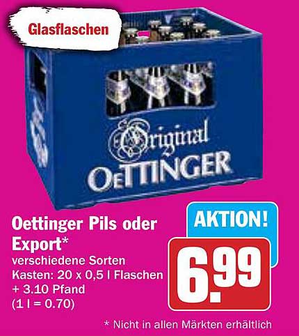 Oettinger Pils oder Export – Kasten mit 20 x 0,5 l Flaschen