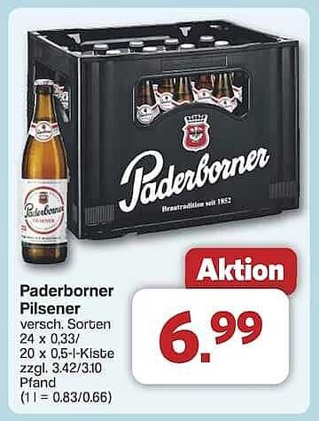 Paderborner Pilsener 24 x 0,33 l oder 20 x 0,5 l-Kiste