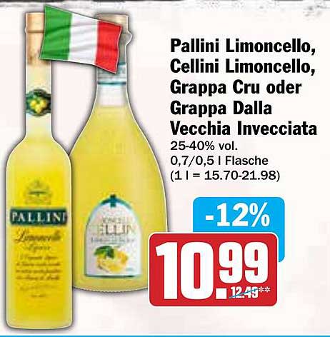 Pallini Limoncello, Cellini Limoncello, Grappa Cru oder Grappa Dalla Vecchia Invecchiata