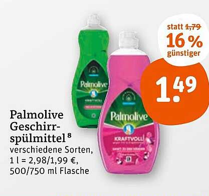 Palmolive Geschirrspülmittel 500/750 ml Flasche