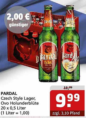 PARDAL Czech Style Lager, Ovo Holunderblüte 20 x 0,5 Liter
