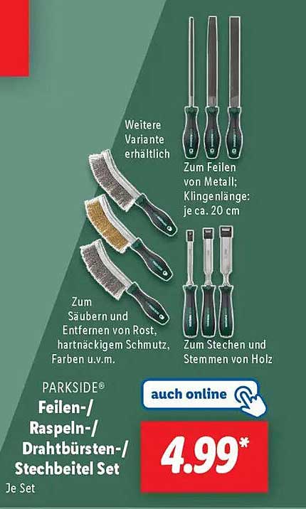 PARKSIDE® Feilen-/Raspeln-/Drahtbürsten-/Stechbeitel Set