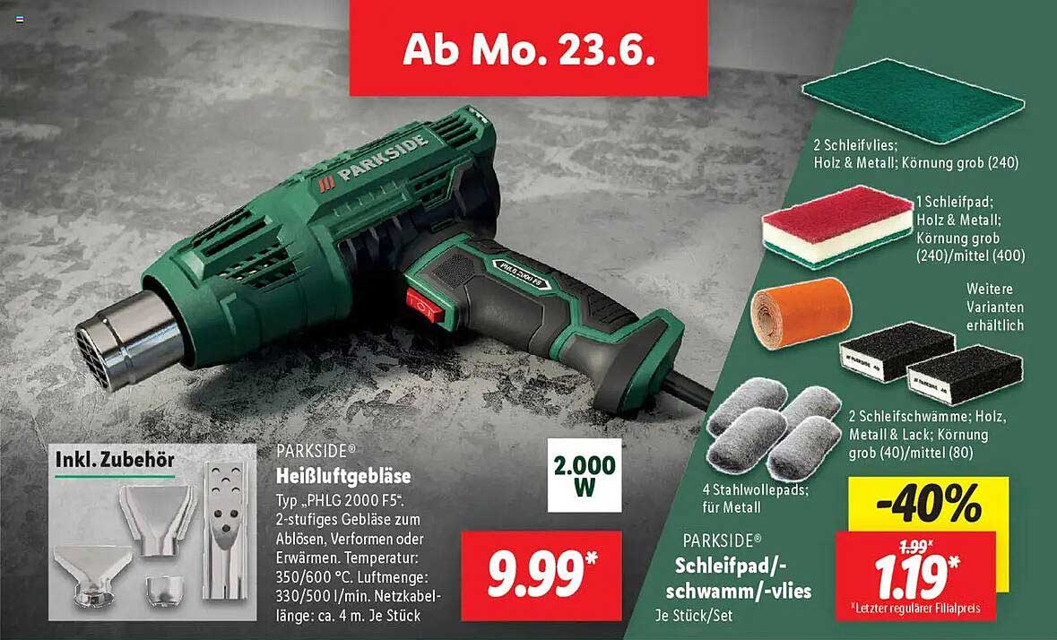 PARKSIDE® Heißluftgebläse Typ PHLG 2000 F5*